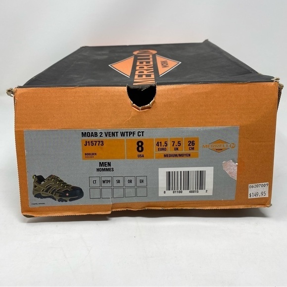 Merrell Men's J15773 Moab 2 Composite Toe Waterproof Safety Work Shoes Boulder - Picture 7 of 7